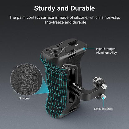 SmallRig Aluminum Side Handle for Camera Cages, Universal Ergonomic Side Handgrip with Bulit-in 1/4"-20 Locating Hole, Strap Hole, Cold Shoe, 36mm Up/Down Adjustable - style: Screws Side Handle