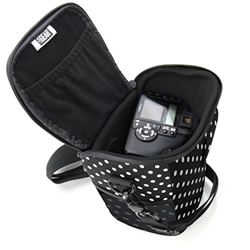 USA Gear DSLR Camera Case for Men and Women with Top Loading Accessibility, Adjustable Shoulder, Small Camera Sling Bag, Padded Handle - Camera Holster Bag for Nikon, Canon, Panasonic (Polka Dot) - color: Polka Dot