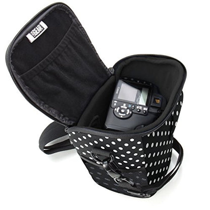 USA Gear DSLR Camera Case for Men and Women with Top Loading Accessibility, Adjustable Shoulder, Small Camera Sling Bag, Padded Handle - Camera Holster Bag for Nikon, Canon, Panasonic (Polka Dot) - color: Polka Dot