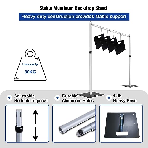 Hecis Heavy Duty Backdrop Stand, 10x20Ft Double Crossbar Pipe and Drape Stand Kit, Adjustable Banner Stand, Back Drop Stand for Party Event, Trade Shows & Wedding Decor