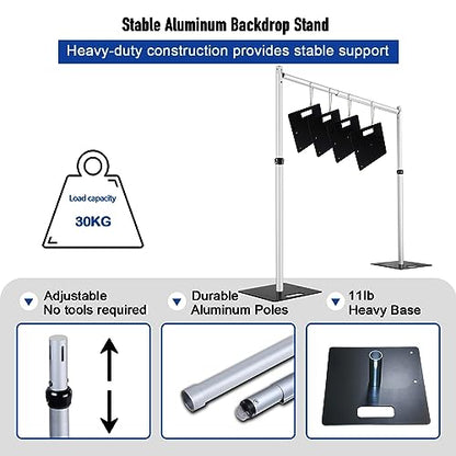 Hecis Heavy Duty Backdrop Stand, 10x20Ft Double Crossbar Pipe and Drape Stand Kit, Adjustable Banner Stand, Back Drop Stand for Party Event, Trade Shows & Wedding Decor