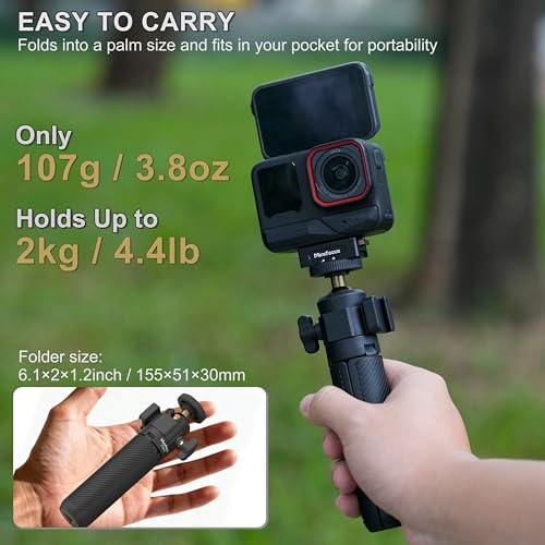 MINIFOCUS Extendable Mini Camera Tripod, 360° Ball Head with Cold Shoe, 4 Levels Adjustment Small Selfie Stick for Gopro Hero 13/12/11/10 DJI Osmo Pocket 4/3 Action 5 Pro insta360 X5/X4 - color: T1013