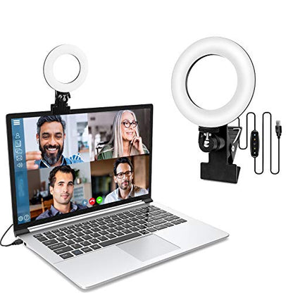 Zoom Lighting for Computer,Ring Light Clip on Laptop Monitor | Webcam Lighting, Zoom Call Lighting, Laptop Light& Distance Learning, Video Calls & Live Streaming