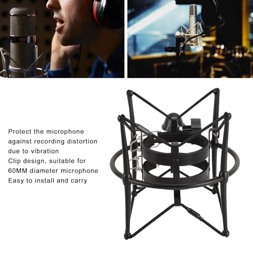 Tangxi 60MM Microphones Shock Mount, High Isolation, Anti Vibration Spider Shockmount Stand for Microphones up to 60MM (Black) - color: Black