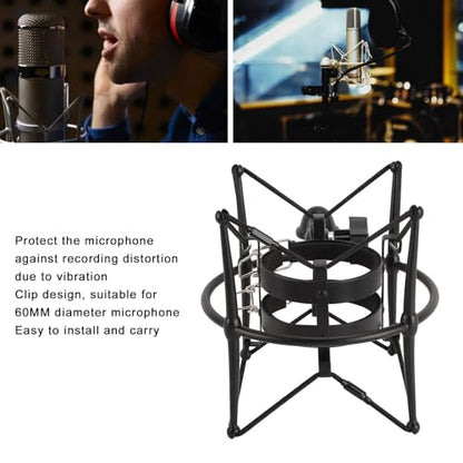 Tangxi 60MM Microphones Shock Mount, High Isolation, Anti Vibration Spider Shockmount Stand for Microphones up to 60MM (Black) - color: Black