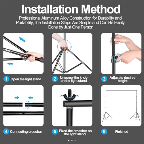 EMART Photo Backdrop Stand kit, 10 x 12 ft Back Drop Adjustable Frame for Photography, Photoshoot Banner Background Support Holder for Parties Dectoration - size: 10x12ft