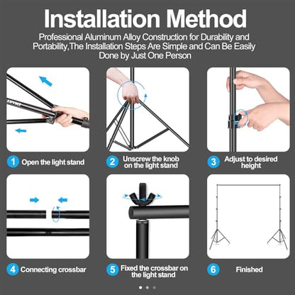EMART Photo Backdrop Stand kit, 10 x 12 ft Back Drop Adjustable Frame for Photography, Photoshoot Banner Background Support Holder for Parties Dectoration - size: 10x12ft