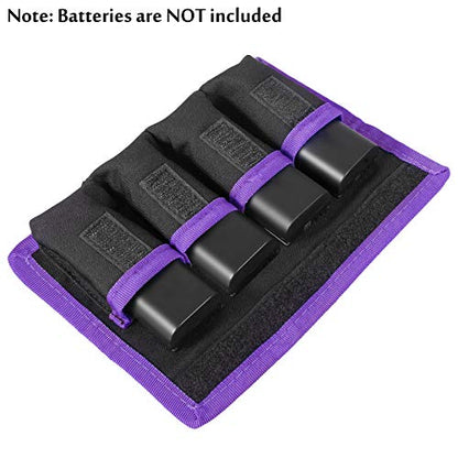 Meking 2 Pcs Battery Storage Case Bag with 4 Pockets for DSLR Camera, Suitable for AA/AAA Battery and LP-E6 LP-E8 LP-E10 LP-E12, EN-EL14 EN-EL15, NP-FW50 NP-F550 NP-FM500H - color: Purple 2pcs
