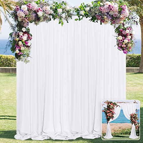 White Backdrop Curtain for Wedding Decor Holiday Party - White Wedding Backdrop Polyester Photography Backdrop Drapes Baby Shower Birthday Privacy Sliding Curtains Home Decor, 5ft x 8ft, 2 Panels - color: White, size: 5ft x 8ft (2 Panels)