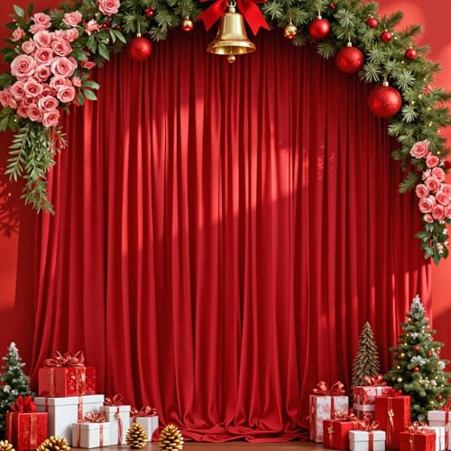 MEETSKY Red Backdrop Curtains for Party Valentine's Day Arch Stage Wedding Ceremony Red Curtains Fabric Photography Backdrop Drapes for BBirthday Party Baby Shower Christmas, 5ft x 7ft, 2 Panels - color: Red, size: 60"W x 84"L (Pack of 2)