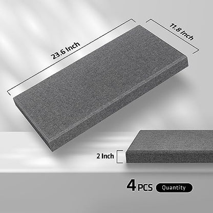 UMIACOUSTICS 4 PCS Acoustic Panels with Hanging Brackets, 2” Thick Fiberglass Sound Proof Panels Removable for Studios, Office, Home Theater Wall- Charcoal Grey - color: Charcoal Grey, size: 23.6" x 11.8"-4pcs