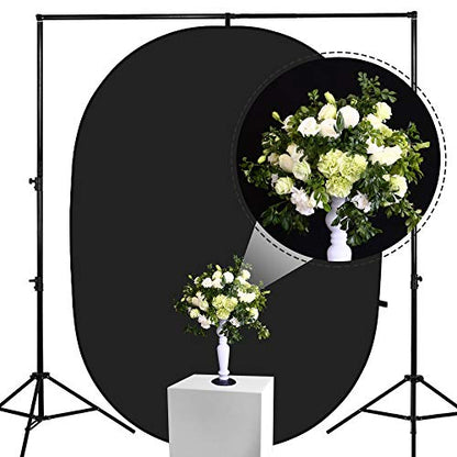 5x6.5ft Double-Sided Pop Up Backdrop, Matte Black & White Wrinkle-Resistant Collapsible Background with Carry Bag, Portable Reflector for Photography, Live Streaming, Video Calls, Headshots - color: Black & White