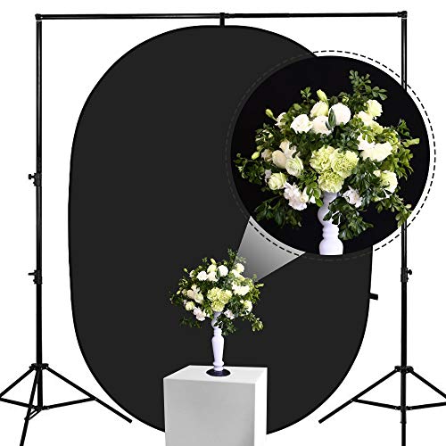 5x6.5ft Double-Sided Pop Up Backdrop, Matte Black & White Wrinkle-Resistant Collapsible Background with Carry Bag, Portable Reflector for Photography, Live Streaming, Video Calls, Headshots - color: Black & White