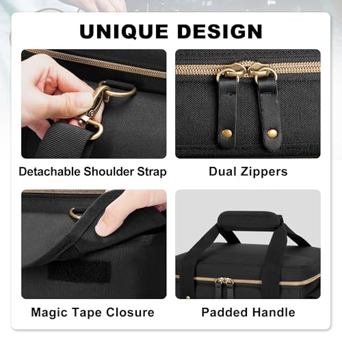 Damero DJ Cable File Bag with Detachable Dividers, Small Gig Cable Bag for Cords, DJ Gear, Sound Instrument and Accessories, Black