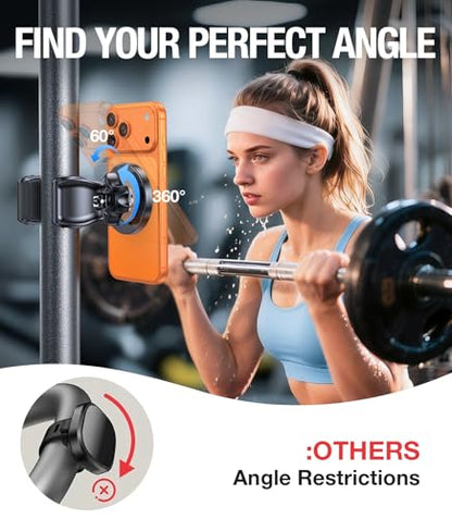 Coolpow Gym Magnetic Phone Holder Mount for MagSafe【Strong Magnets】 Stroller Phone Holder Adjustable Stand Clamp, with Gym Equipment, Stroller, Shopping Cart, Treadmill for iPhone 17 Pro Max 16 15 14