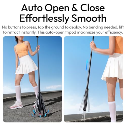 ULANZI SK21 71'' Magnetic Phone Tripod Selfie Stick with Auto Open & Lift to Fold, Extendable Camera Tripod Stand w Remote, for MagSafe Mount for iPhone 17 16 15 14 Android Vlog Live Streaming - Black