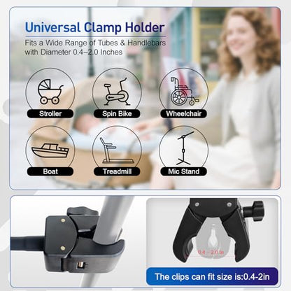 Clip Phone Holder for Desk,Pole,Pipe,Boom,Flat Surface with Adjustable Aluminium Arm Phone Clamp Mount for Mic Stand,Treadmill Compatible with All 4-7” Cell Phone (Long-Gooseneck Arm Phone Holder) - style: 11.81" Gooseneck Arm Phone Holder