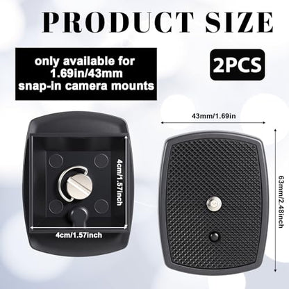 2 PCS Universal 43x43mm Quick Release Plate Set for Tripods, Camera Mounting Adapter Parts Replacement with Screws Camera Tripods Ball Head Quick Release Plate Replacement Quick-Release System