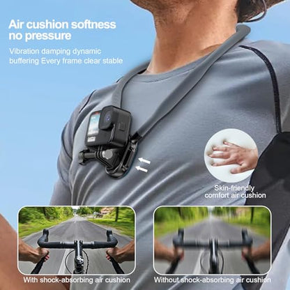 Neck Phone Holder for Recording, Magnetic Neck Mount for Phones, Hand Free Cell Phone Holder with Anti-Vibration Chest Strap for Recording POV/Vlog Video Selfie, Compatible with iPhone, Android, Gray