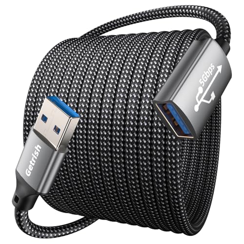 USB Extension Cable 20FT, Long USB 3.0 Extension Cord, Type A Male to Female Nylon Braided Extender Compatible with Camera, Phone, USB hub, Mouse, Keyboard, Printer, Hard Drive, Xbox