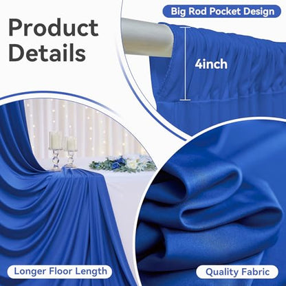 10ftx12ft Wrinkle Free Royal Blue Backdrop Curtain, 2 Panels 12FT Height Royal Blue Wedding Backdrop Drapes, Silky Polyester Back Drop Cloth for Birthday Photography Background Party Backdrop Draping - color: Royal Blue, size: (W)5ft x (H)12ft (2 Panel)