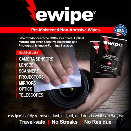 E-Wipe Camera Lens Cleaning Pads - Non-Abrasive Wipes with Professional Cleaning Solution Designed for Optic Electronics — Great for SLR, DSLR, Cameras, Lenses and High-End Optics. (24 Pack)