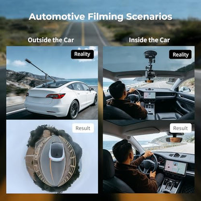 SMALLRIG Car Mount for Insta360 X5/X4/X3, for DJI OSMO 360 Camera, for GoPro, Triple Suction Cup Mount Kit with 120cm/47.2" Invisible Telescopic Selfie Stick, Ball Head, Magic Arm Clamp, Adapter -5843