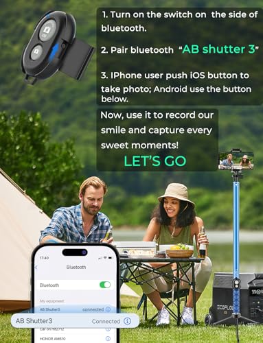 118'' 9.8ft Long Selfie Stick for iPhone, Android, Extended Super Long Pole, Selfie Stick Tripod with Remote, for Selfies/Video Recording, Includes Phone Tripod, Bluetooth Wireless Remote (20 to 118")