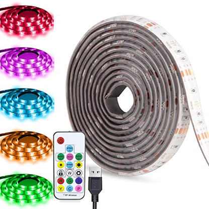 USB Powered LED Strip Light Rainbow TV Backlight 9.8FT/3M RGB Chasing Led Lights Waterproof USB Lights Strip with RF Remote TV/PC Background Bias Lighting Cuttable Strip Lights for DIY Decoration - size: RGB+9.8FT/3M