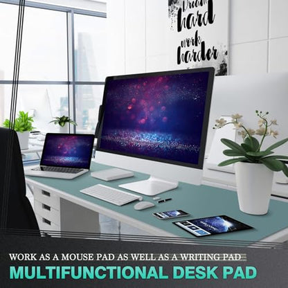 K KNODEL Large Office Leather Desk Mat, Mouse and Keyboard Pad, Computer and Laptop Mat, Desktop Protector and Cover, Writing Pad and Blotter (47.2"x23.6", Green) - color: Green, size: 47.2" x 23.6"