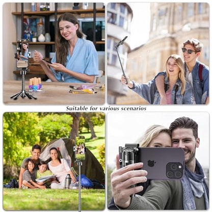 Mini Selfie Stick Tripod, Extendable Grip Phone Tripod with Detachable Remote Pocket Size, 4-in-1 Mini Phone Grip, 10m Wireless Shutter, Vlog Livestreaming Photography （Black） - style: Black