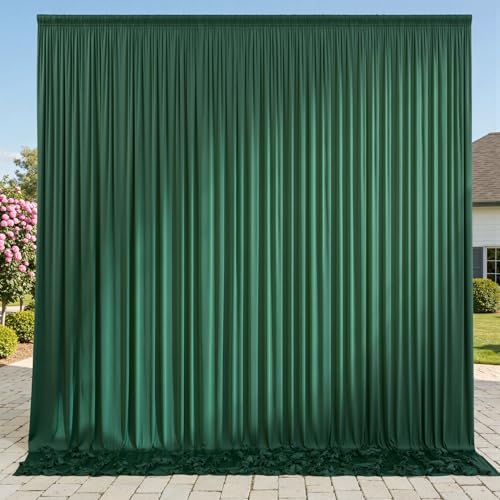 10ft x 10ft Wrinkle Free Hunter Green Backdrop Curtains for Parties, Polyester Photo Backdrop Drapes for Wedding Birthday Party Photography Background Photoshoot - color: Hunter Green, size: 10ftx10ft