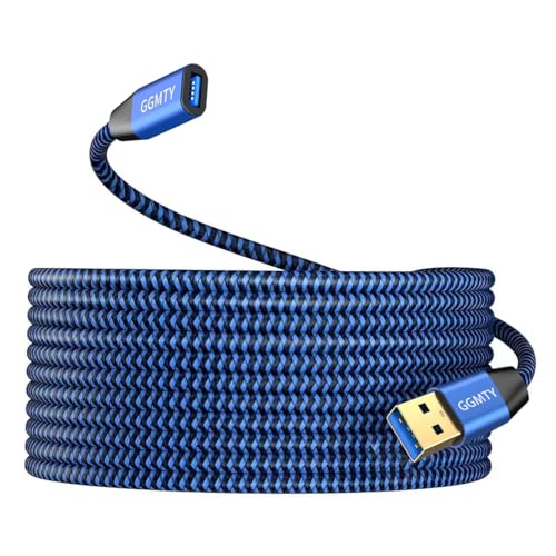 [2-Pack USB 3.0 Extension Cable 1.5FT, Type A Male to Female Extender Cord, 5Gbps High Speed Data with 24/28 AWG Copper, Blue-Black Braided Short Sync Wire for Laptop, PC, Car, Flash Drive - size: 1.5ft{2-pack}