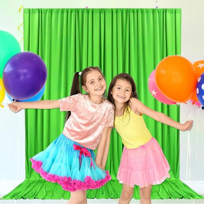 10ft x 7ft Emerald Green Backdrop Curtains for Parties, Fabric Satin Background Curtain with Rod Pockets for Weddings, Birthday, Baby Shower, Photography, Graduation Party Backdrop Drapes, 2 Panels - color: Emerald Green