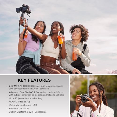 Canon EOS R50 Mirrorless Vlogging Camera (Body Only/Black), RF Mount, 24.2 MP, 4K Video, DIGIC X Image Processor, Subject Detection & Tracking, Compact, Smartphone Connection, Content Creator | 24.2MP Aps-C, Digic X, Dual Pixel Af Ii, 4k30p, Up to 15 Fps,