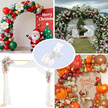 20 Pack Large Balloon Arch Clips，Reusable Plastic Clear Spring Clamps for Backdrop Birthday Wedding Decoration Woodworking Photography Studios，Heavy Duty Ballon Clips（3.5"）