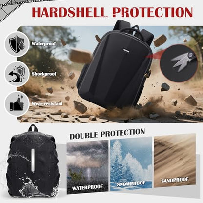 SDYSM Camera Backpack, Hardshell DSLR/SLR Camera Bag with Lens Pouch & 15.6" Laptop Compartment Waterproof Camera Case with Rain Cover Photography Backpack Compatible for Canon/Nikon/Sony/Drone Black - color: Black