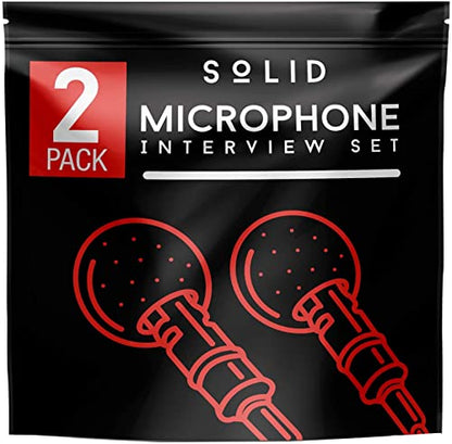 Solid Clip On Lavalier Lapel Microphone 2 Pack Set for iPhone and Android Vlogging, Interview, Selfie Videos