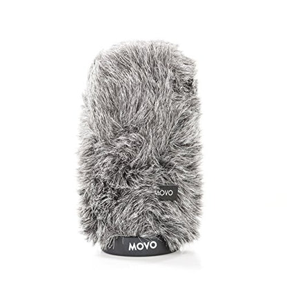 Movo WS-G140 Furry Rigid Windscreen for Microphones 18-23mm in Diameter and up to 6.3" (16cm) Long - Dark Gray - size: 6.3"