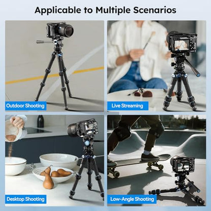 SIRUI AM-223L Carbon Fiber Mini Tabletop Tripod Kit, Compact Lightweight with AT-10 Fulid Video Head, Max Load 5kg/11.02lb for Cameras, DSLR (AM-223L+AT-10)