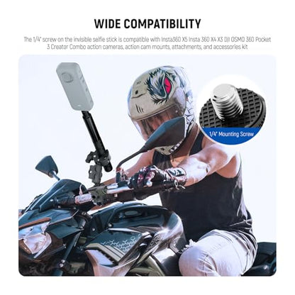 NEEWER Basics Motorcycle Bike Mount Accessories Kit, Invisible Selfie Stick Bicycle Handlebar Clamp Holder Compatible with Insta360 DJI OSMO 360 Pocket 3 Action Cameras for POV Video Recording, GP-32