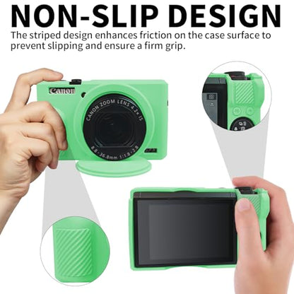 G7X Mark III Case, Soft Silicone Protective Case Cover for Canon Powershot G7X Mark III Digital Camera, Durable Camera Body Skin Protector with Removable Lens Cover - Turquoise - color: Turquoise