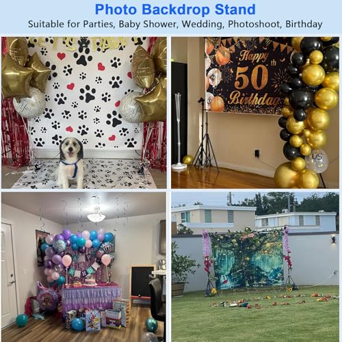 10ft Adjustable Photo Backdrop Stand Kit with Carry Bag & Clamps - Portable Background Support System for Studio, Wedding, Party Photography