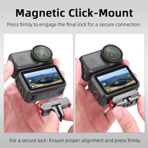 BRDRC Quick Release Mount for DJI Nano/Action 6 / Xtra Atto, Aluminum Alloy Magnetic Expansion Adapter with Go Pro & 1/4 Inch Screw Adapter for DJI Osmo Nano/Action 6 / Xtra Atto Accessories