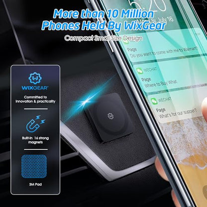 for MagSafe Car Mount, Phone Holders for Your Car & Magnetic Phone Holder for Car, Stick-On Design for Dashboard, Wall, Gym & Office, Universal Car Phone Holder with 1 Metal Plate