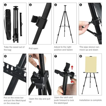 RRFTOK Art Painting Display Easel Stand,72Inches Portable Adjustable Metal Tripod with Artist Easels for Canvases Height from 22-72”for Table-Top/Floor Paint and Displaying,Black - style: 72BL 1-pack