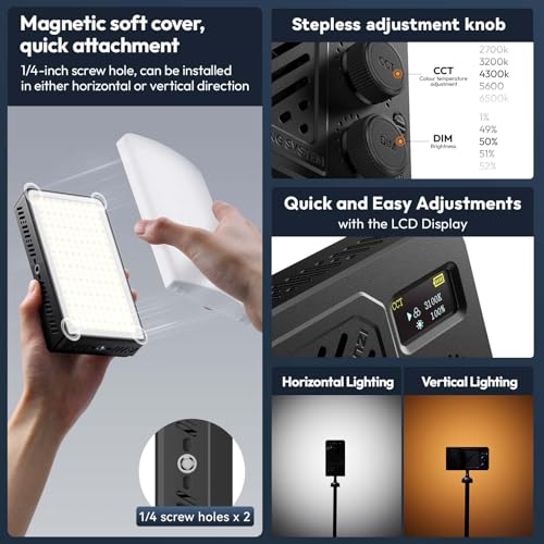 ULANZI 40W Bi-Color Portable Video Light, 5000mAh Rechargeable LED Camera Light, Battery, 8 Scene Modes, 2700-6500K Mini Studio Lighting for YouTube, Vlogging, Live Streaming, Photography - color: LM-P40Bi