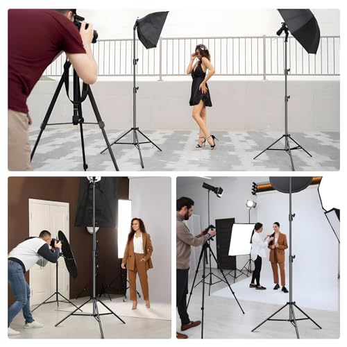 2pack Heavy Duty Light Stand 9.2ft / 110" Aluminum Spring Cushioned Tripod Lighting Stands Max Loading:10KG Adjustable 94cm-280cm with Carry Bag for Photography Softboxes Umbrella Studio Shooting