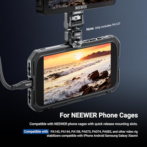 NEEWER Quick Release Monitor Mount for Phone Cage, Video Rig Stabilizer Mobile Photography Accessories Holder Compatible with iPhone Samsung Android F700 Camera Field Monitor, PA127 - style: PA127 for Phone Cage