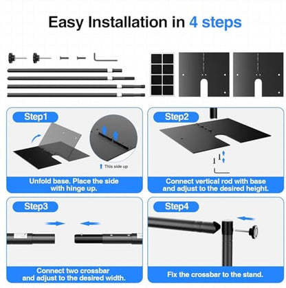 EMART Heavy Duty Backdrop Stand, 8.5x10Ft Adjustable Pipe and Drape kit with 9.26 LBS Steel Flat Base, Sturdy Metal Diy Photo Background Frame for Parties, Events, Wedding, Photography - Black - color: Black, size: 8.5x10FT
